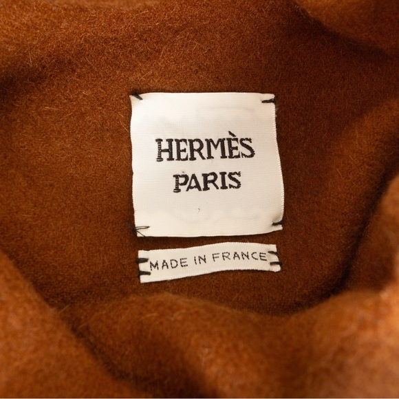 Hermès Brown Cashmere Fringed Cowl-Neck Poncho - Picture 5 of 7